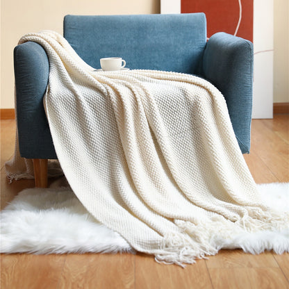 Checkered Embroidered Throw Blanket
