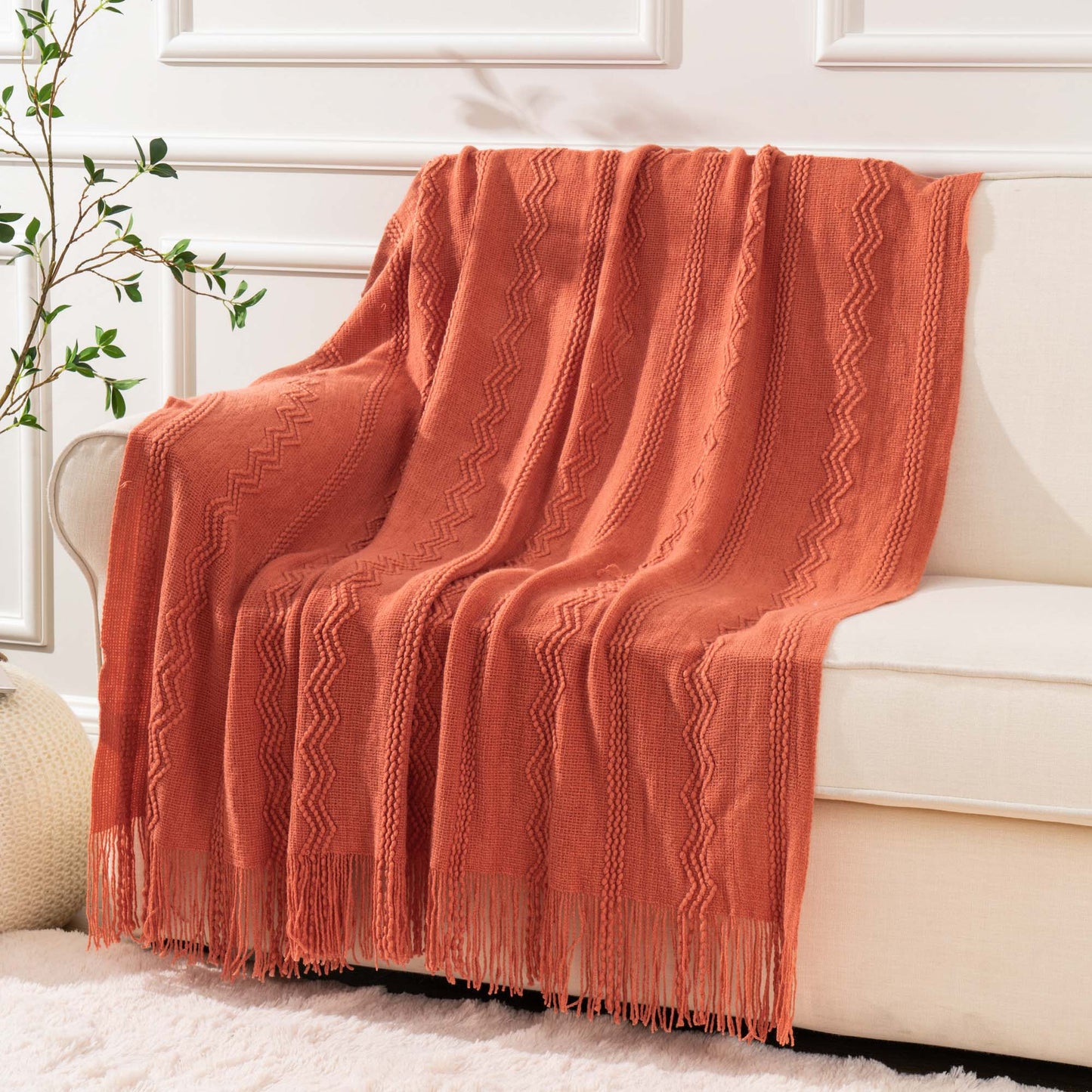 Embroidered Pattern Throw Blanket