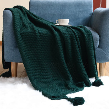 Elegant Corner Tassel Throw Blanket
