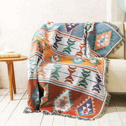 Pattern Design Throw Blanket With Tassels
