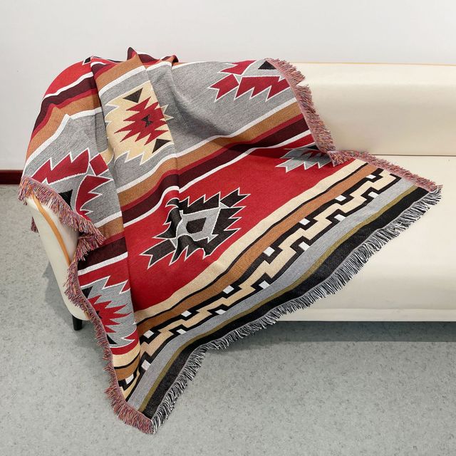 Pattern Design Throw Blanket With Tassels